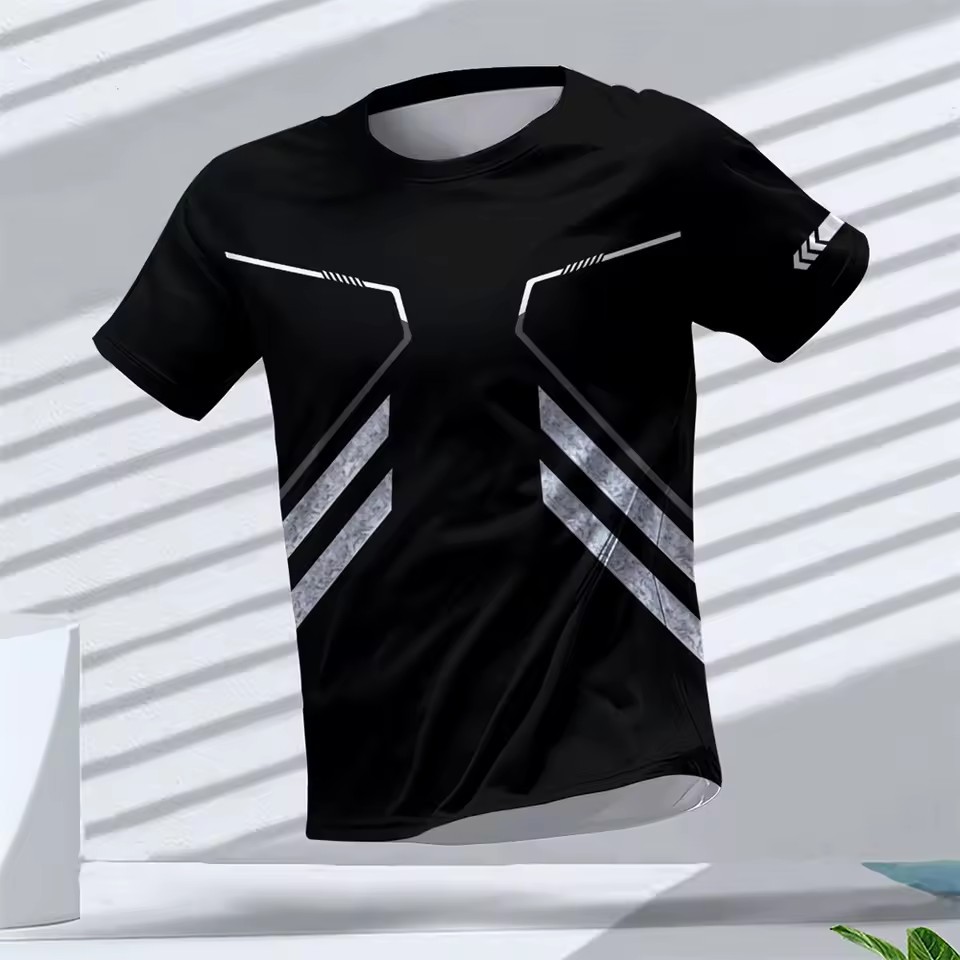 Europa y América AliExpress Cross-border hombres deportes de verano malla suelta transpirable y deshumidificación manga corta cuello redondo camiseta impresión 3D