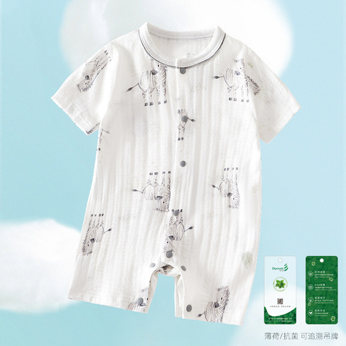 Cool antibacterial baby clothes for men and women, summer thin monk clothes, newborn baby jumpsuits, short-sleeved rompers