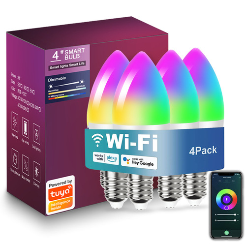 Smart Tuya wifi candle light E14 smart APP remote control LED light bulb