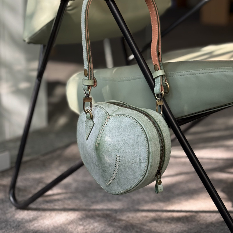 PiTao Heart Whale Song Original Design New Foggy Wax Cowhide Heart-Shaped Bag Handbag Underarm Crossbody Bag Sweet Girl's Purse - Thumbnail 8