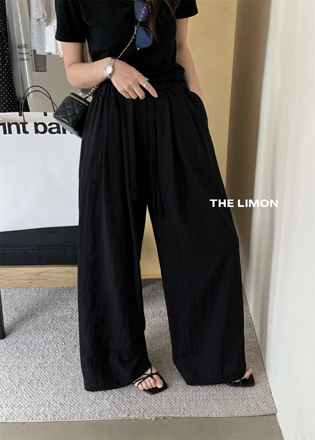 THE LIMON Lemon Green Tea Summer Ice Cream Divine Pants Protector solar Cordón Pantalones casuales delgados de pierna ancha Mujeres image 7