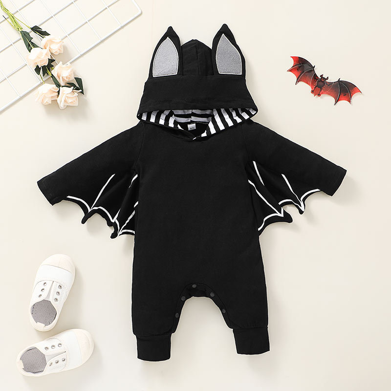 Halloween Solid Color Bat Baby Funny Romper Wholesale Nihaojewelry display picture 2