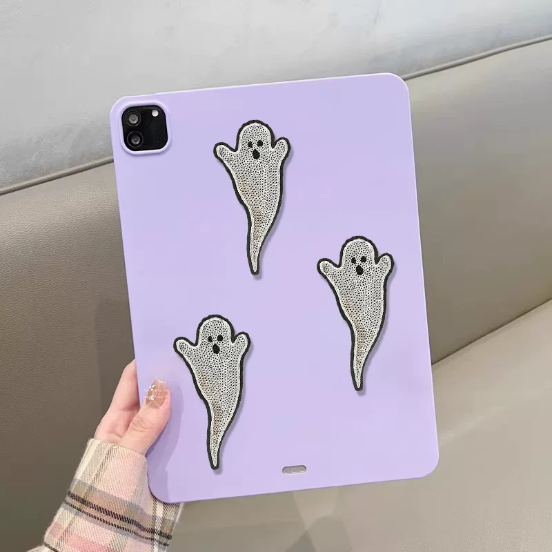 White ghost nail sequins, materials set, bag, purse, phone case, halloween, with embroidery