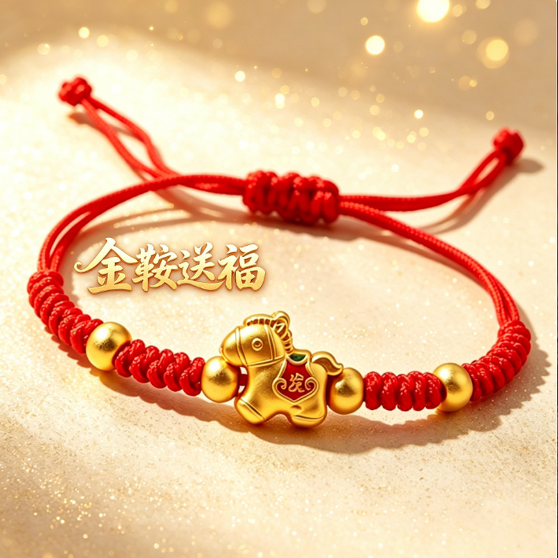 Dropshipping cute horse lucky bracelet, zodiac hand-woven red string, new style jewelry for instant wealth, wholesale