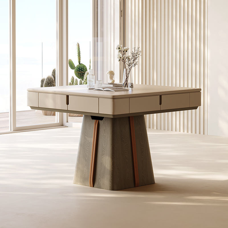 Mesa de comedor de madera maciza mesa de mahjong todo en uno de doble uso, mesa de ajedrez multifuncional para el hogar completamente automática, mesa de comedor combinada de sillas, mesa de comedor