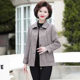 中老年妈妈春装洋气外套女奶奶装春秋翻领上衣2026新款老年人衣服