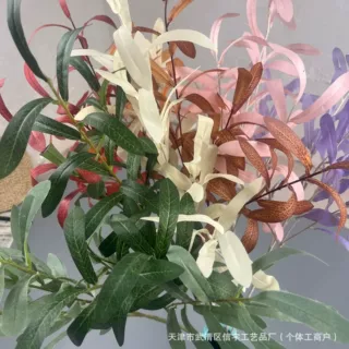 6叉·仿真六叉橄榄枝 婚庆家居摆件 仿真绿色植物6叉橄榄枝批发 6