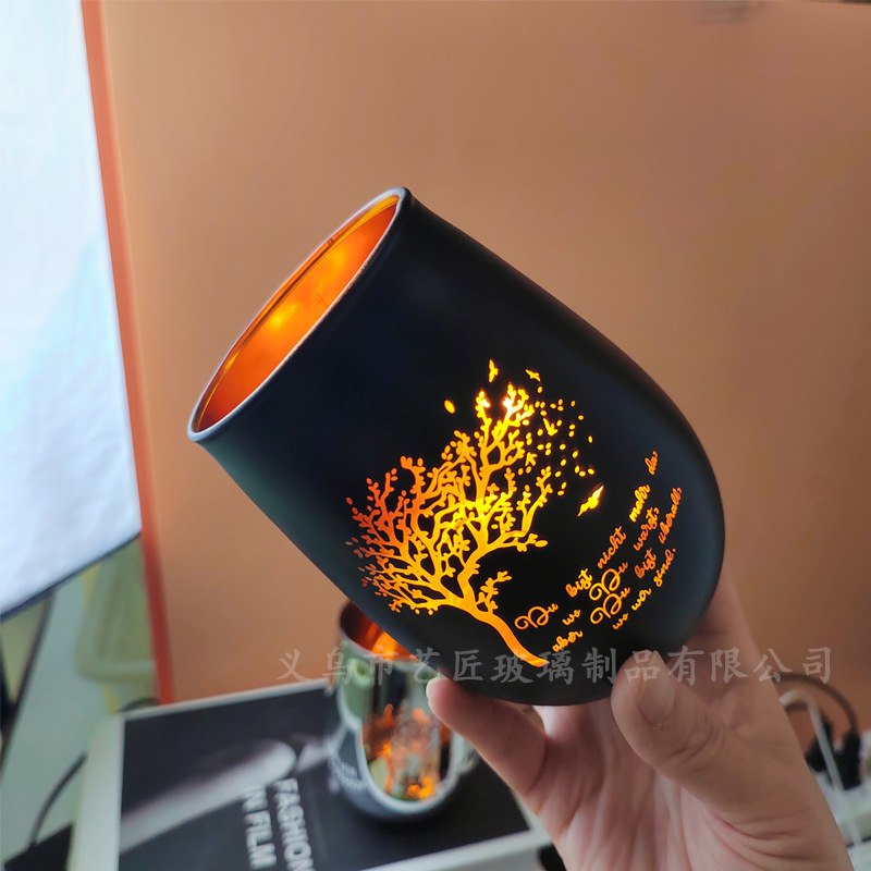 跨镜圣诞节万圣节蜡烛杯玻璃烛台灯西餐厅创意香薰杯装饰品可定制|undefined