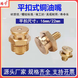 平扣式黄油嘴平头油嘴1622MM平扣全纯铜船用扁平注油咀M13/810124