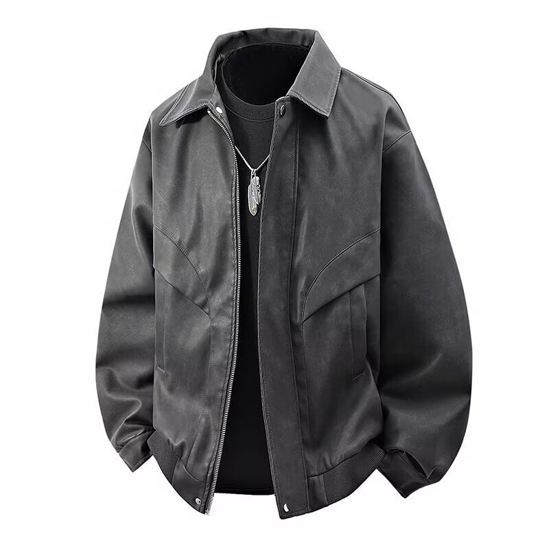 American Retro Washed Suede Leather Jacket for Men, High-End, Cool and Stylish, Loose Casual Jacket, Men's Motorcycle Jacket