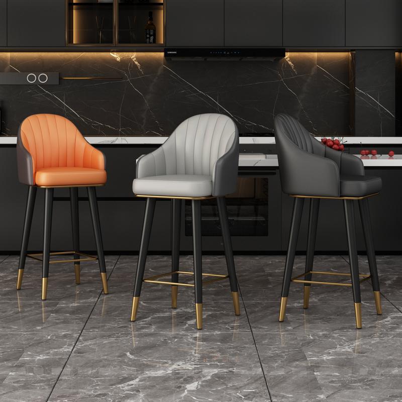 Silla de bar de lujo ligera, silla de cuatro patas, taburetes altos modernos y simples, cajero de bar, taburetes altos.