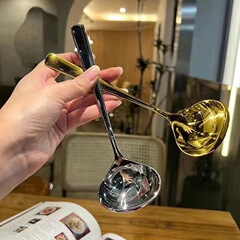 网红爆款不锈钢加长大头勺加深家用吃饭圆头长柄加大勺子大汤勺子