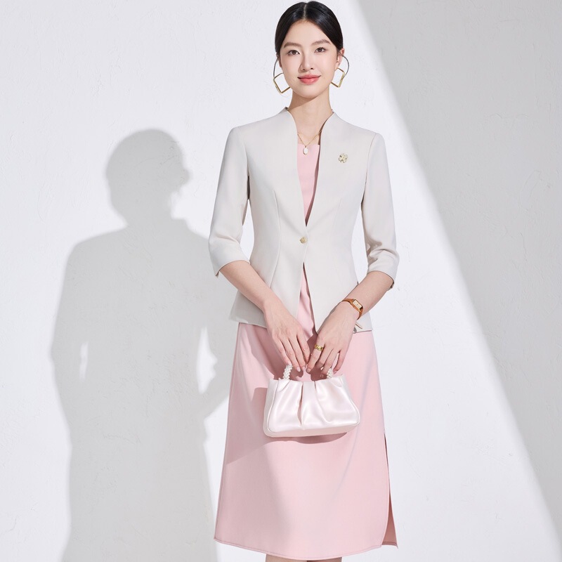 2025 Professional Elegant Slim Suit Dress Two-Piece Suit Spring & Fall New Three-Quarter Sleeve Suit Jacket Feminine