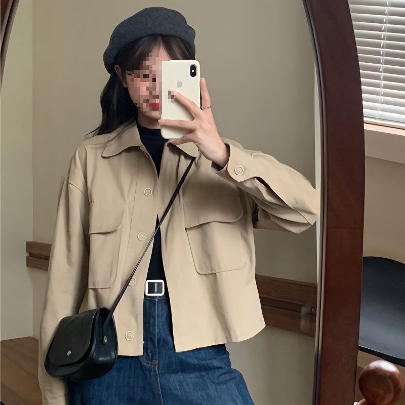 长袖工装外套女薄款春装新款韩版学生休闲夹克宽松百搭短款上衣|undefined