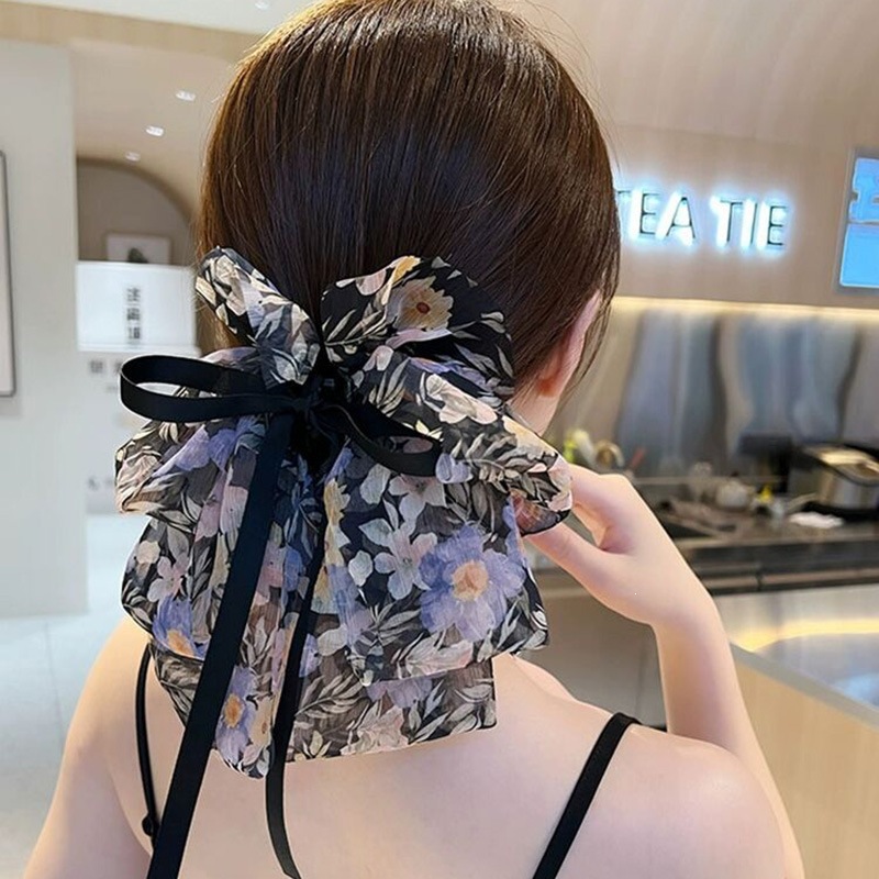 Satín de alta sensación, arco negro grande, clip de tiburón, toque de cabeza, clip de nube, clip de agarre, clip de cabello, tarjeta de cabello de mujer