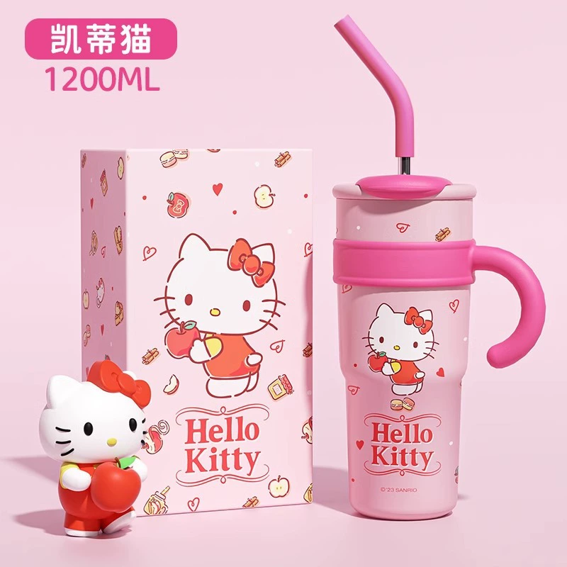 Поильник со трубочкой (Sanrio) большой ёмкости 700 / 1200 мл с ручкой и дизайнами персонажей