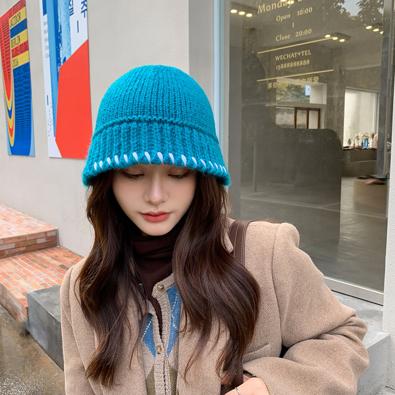New Internet Celebrity ins Wool Hat Fashion Knitted Hat Autumn and Winter Warm Basin Hat Sweater Hat Fisherman Hat Pullover Hat