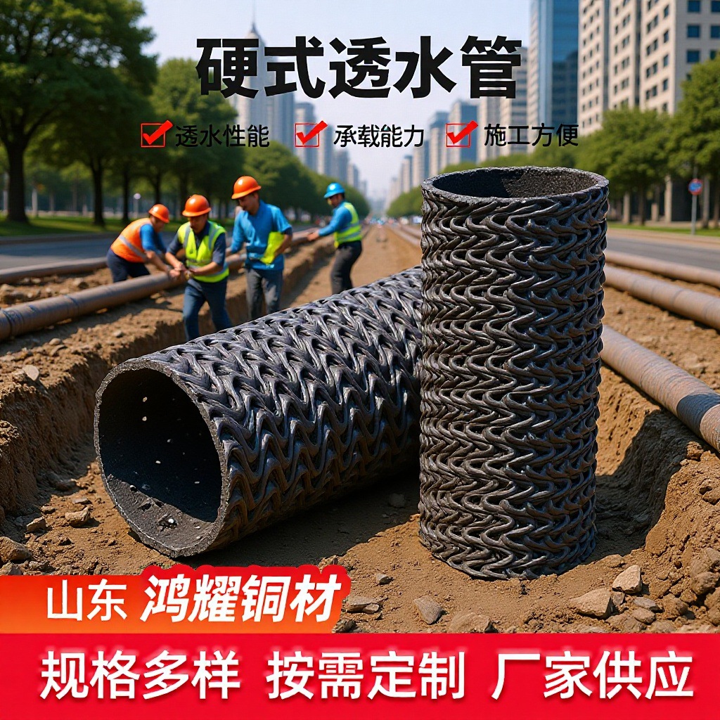 硬式透水管曲纹状盲管公路隧道渗排水绿化带地下路基排水透水管