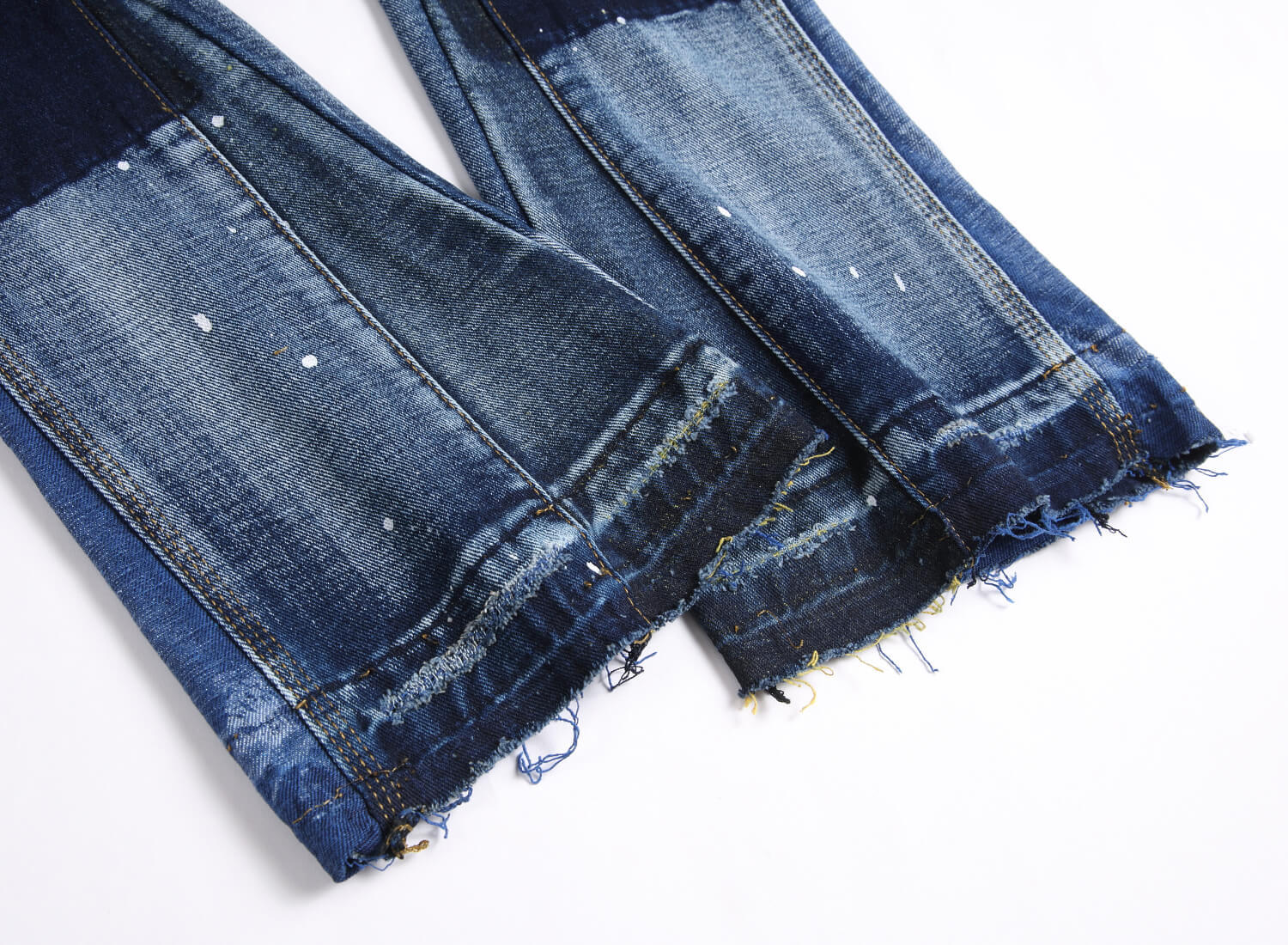 Men's Clothing punk blue multi pocket stitching loose non elastic straight tube micro flared men's jeans trend 3666_voghion.com