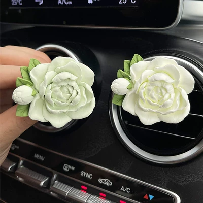 Conditioner Vent Decoration Diffuser Stone | Car Perfume Aromatherapy - jasmine-air-outlet-white-green-comes-with-2-bottles-of-perfume-other-scents