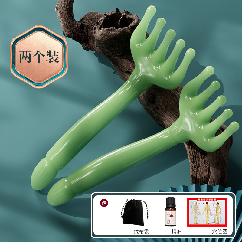 Masajeador de cabeza de cinco garras masaje peine herramienta de terapia capilar resina tendón dragado Meridian rascarse cuero cabelludo descompresión artefacto