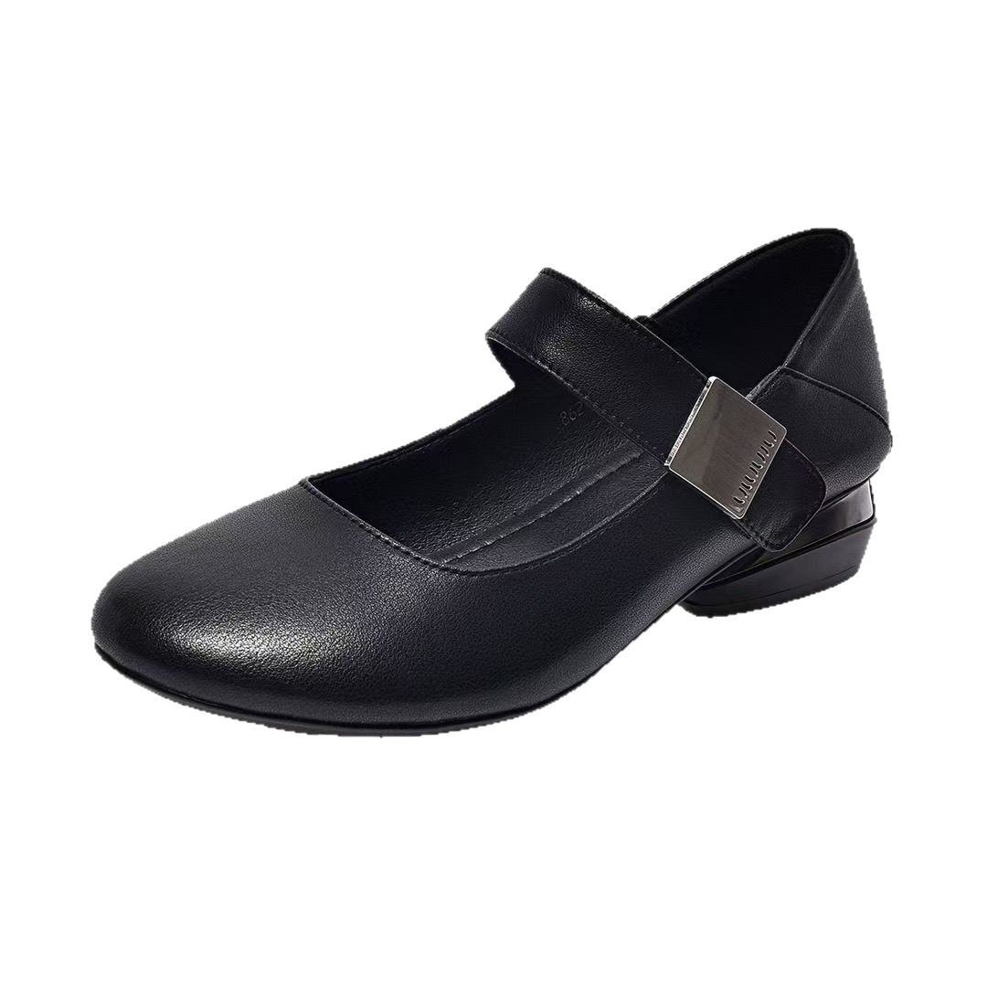 Comfortable Chunky Ballet Flats For Women Low Heel Round Toe Shoes_voghion.com