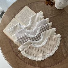INS款婴幼儿四季日系棉麻蕾丝花边围兜口水巾披肩假领子