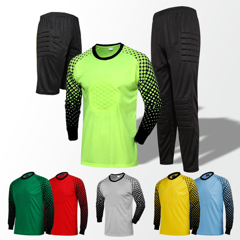 Kids Boys Goalkeeper Padded Sweatshirts and Pants Set Long Sleeve Sponge Pads T-Shirt Uniform Training Clothes Kids Boys Goalkeeper Padded Sweatshirts and Pants Set Long Sleeve Sponge Pads T-Shirt Uniform Training Clothes