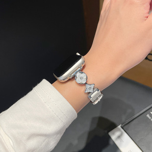 For iwatch10 Strap Leather S9 Apple Watch Strap applewatch8 Strap Stitching Girl Xiaoxiang