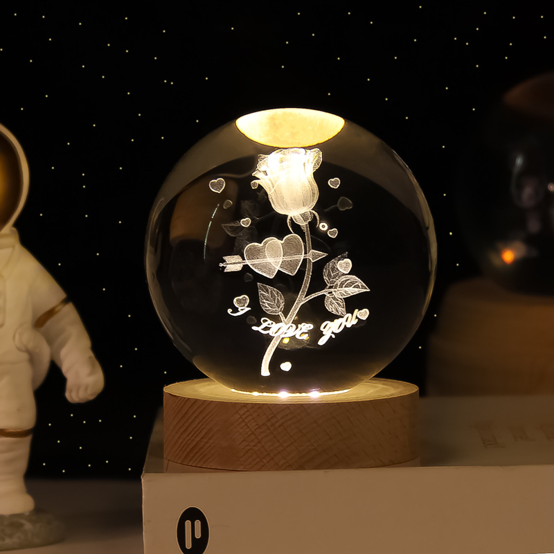 Lámpara Nocturna de Bola de Cristal 3D de Cristal Blanco, Grabado 3D e Iluminación LED, para Decoración y Regalo de Cumpleaños image 31