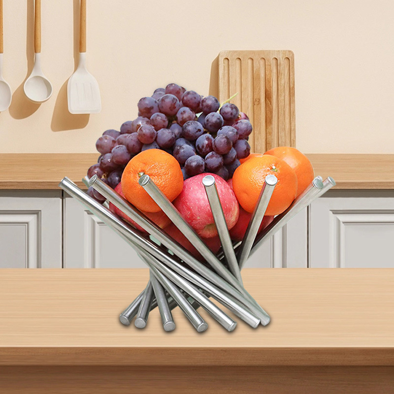 De Almacenamiento de acero inoxidable DaVinci plato de fruta exquisito creativo giratorio cuenca de frutas hogar mesa de café bandeja de decoración al por mayor