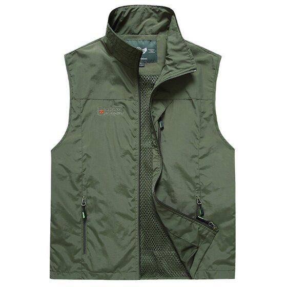 Outdoor thin men's vest spring and summer mesh breathable multi-pocket fishing photography reporter vest waistcoat vest