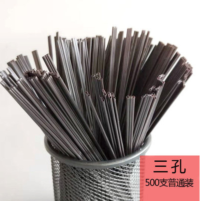 B tipo doble agujero 3 Agujero hogar agitación paja 100 desechable sola bolsa de película de plástico de grado alimenticio paja de café