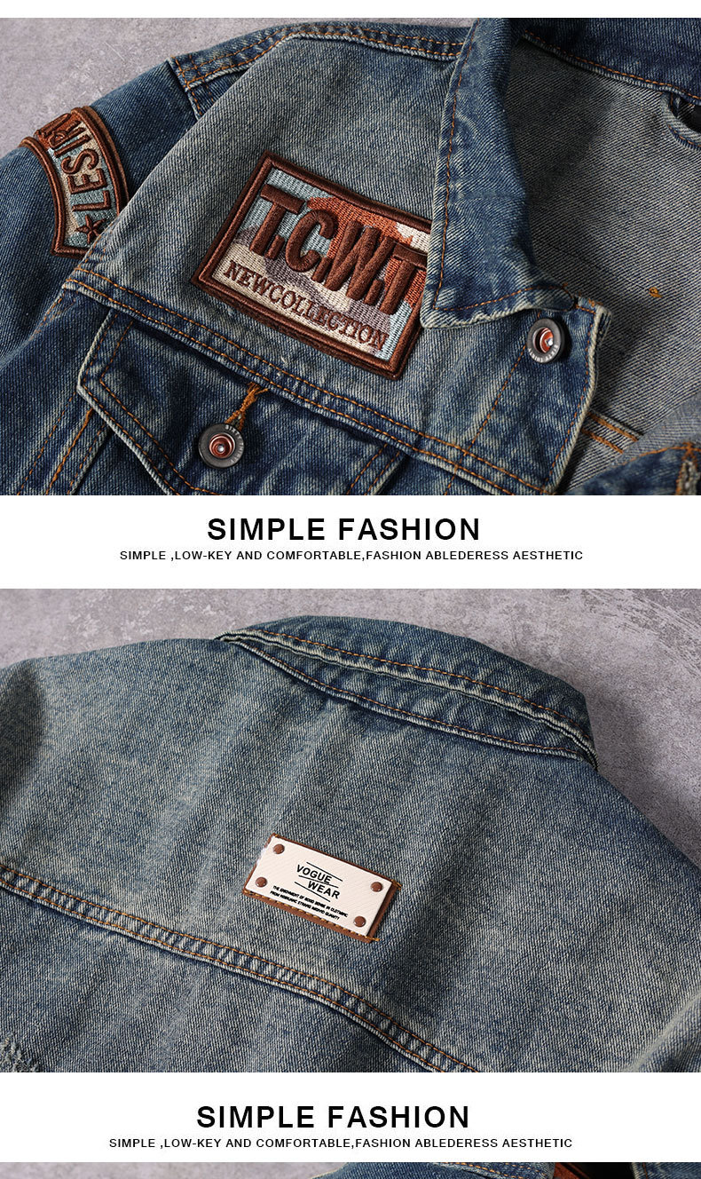 Giacca in denim ricamata di alta qualità da uomo 2024 nuova primavera lavaggio ampio marchio americano alla moda giacca da uomo_voghion.com
