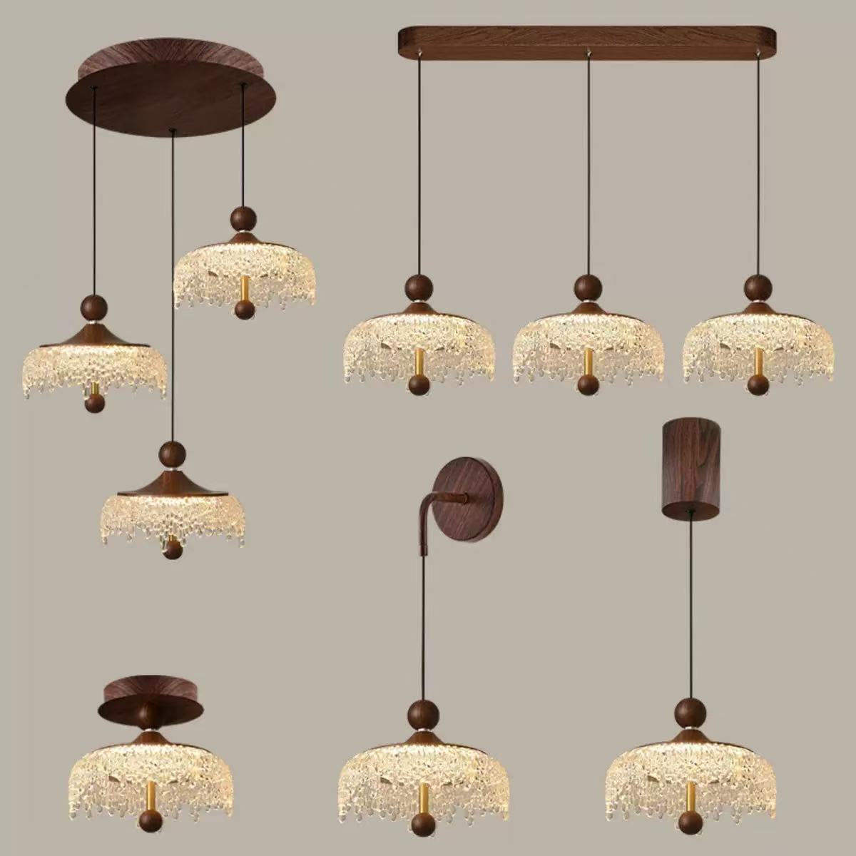 Pasillo comedor iluminación de madera sala de estar de nuez simple pasillo medieval decoración de lámpara grúa de melocotón