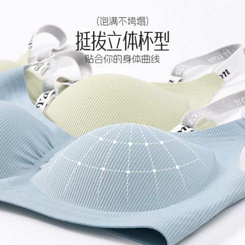 Seamless comic bust underwear for women with small breasts, spring and summer thin, comfortable, breathable, side breasts, fixed cup sports bra