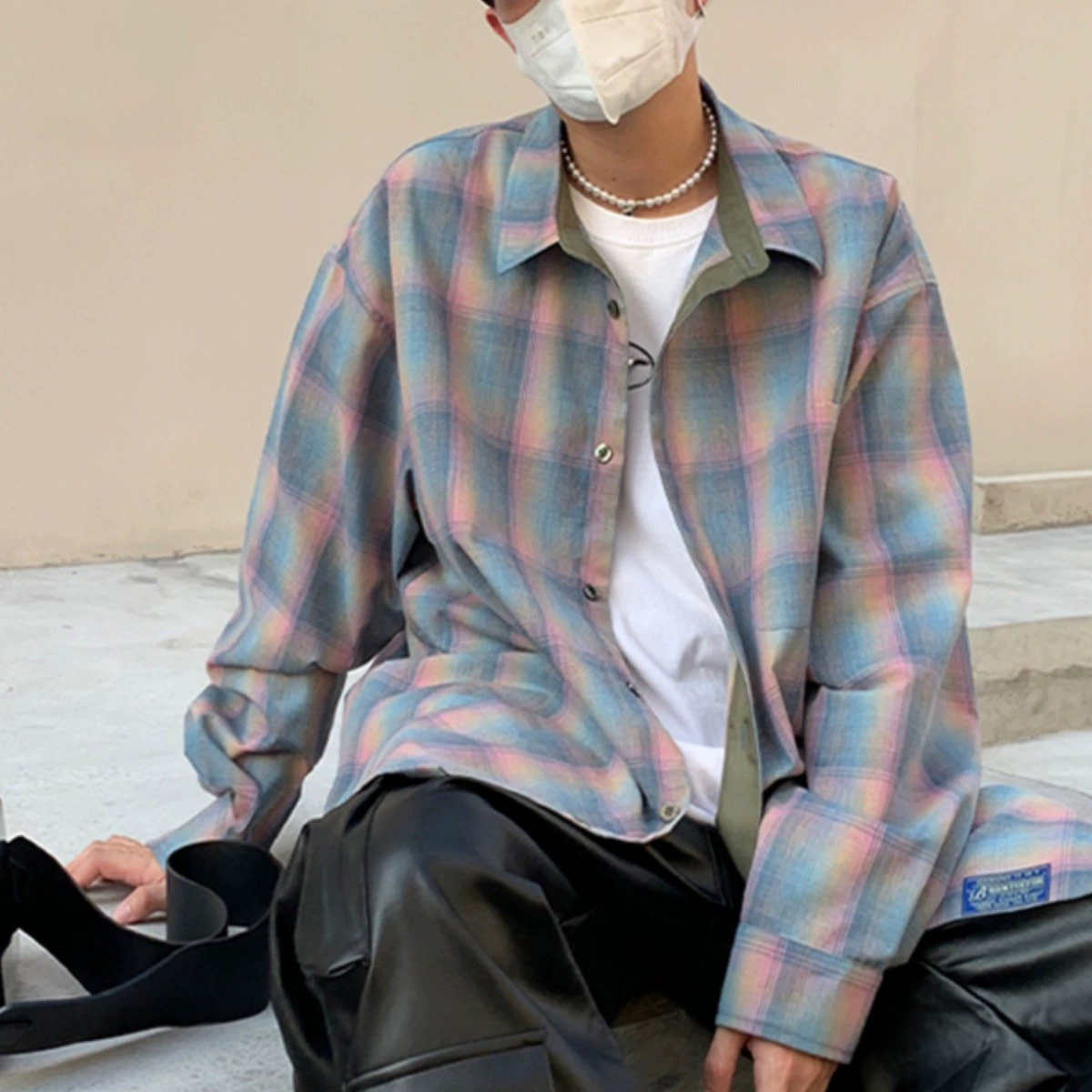 Клетчатые рубашки в Гонконге, мужские и женские весенние и летние топы