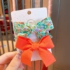 Orange set with bow, floral print, 2 pieces