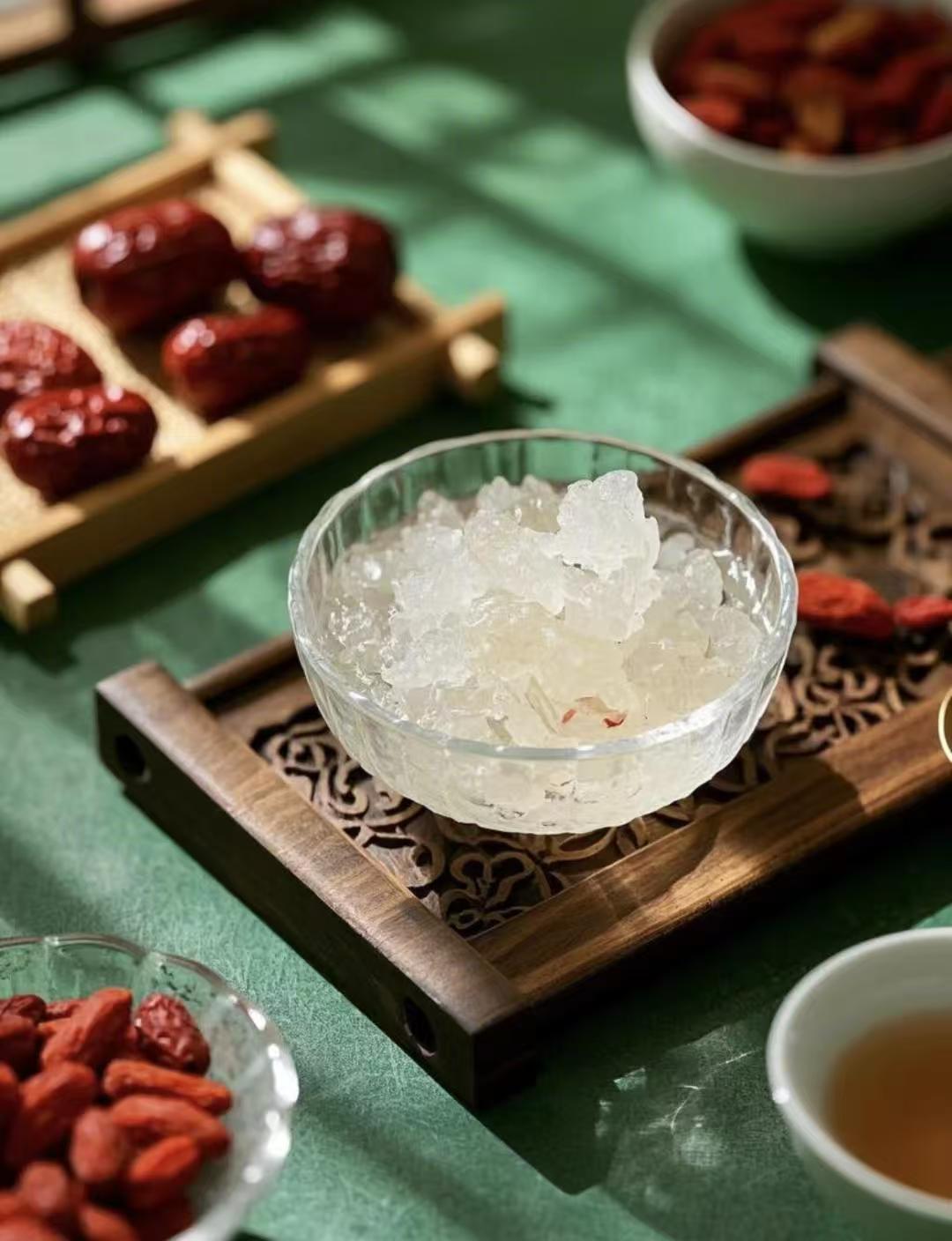 Yunnan Snow Swallow Gum (Sterculia lychnophora Resin) with Peach Gum & Gleditsia Rice — 500g Dried Food-Herb Combo key features