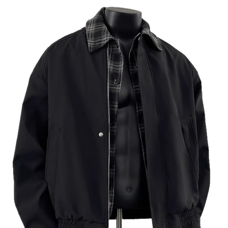 Chaqueta de diseño de nicho de otoño de pareja de contraste de dos piezas falsas de la marca de moda de la calle 2025 nuevo estilo americano