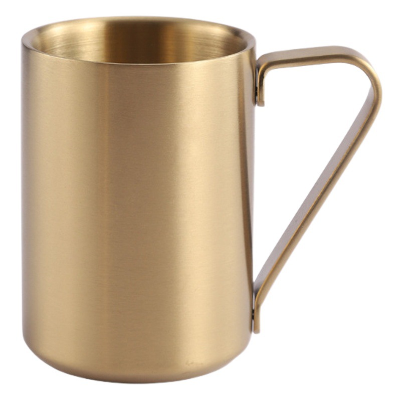 Estilo coreano 304 creativo de acero inoxidable taza de café de doble capa anti-Escaldadura con mango resistente a la caída taza de oficina de color sólido taza