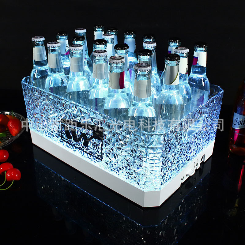 LED氷紋七彩発光氷桶アクリル24本ビール枠シャンパン桶KTVパーティーバー発光氷桶|undefined