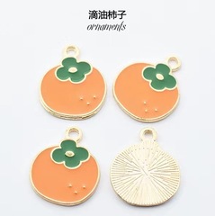 啞金滴油柿子景泰藍橘橙子吊墜掛件diy 鋅合金手鍊項鍊耳環飾配件