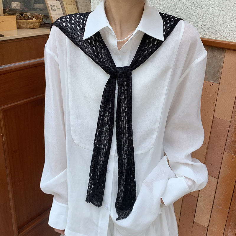 Mantón de protección solar para mujer, tejido de verano, sensación de alta calidad, habitación delgada con aire acondicionado, chaleco de color sólido, chal hueco cruzado