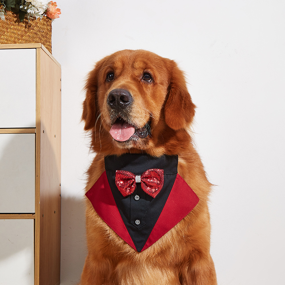 Tanpopo transfronteriza nuevo estilo británico traje de boda perro saliva toalla boda triángulo toalla mascota bufanda