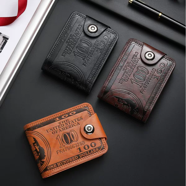 Cross-Border Men's Short Wallet Large Capacity Multi-Card Slot Buckle Fashion Trend Short American Wallet Card Holder