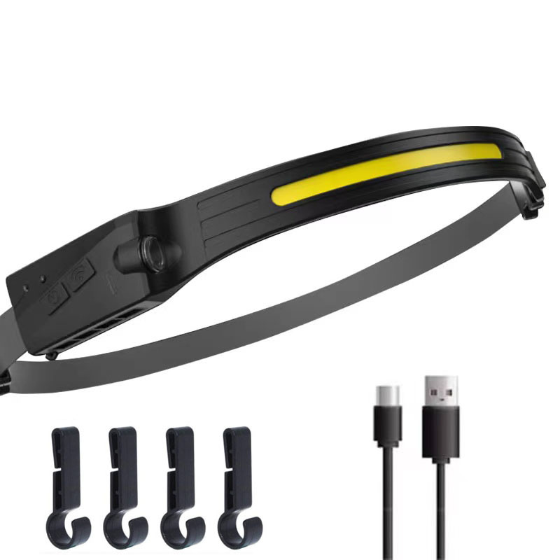 Linterna Frontal COB con Sensor de Movimiento, Luz de Ciclismo para Exteriores, Recargable por USB, Luz Nocturna para Correr, Luz LED de Alta Potencia