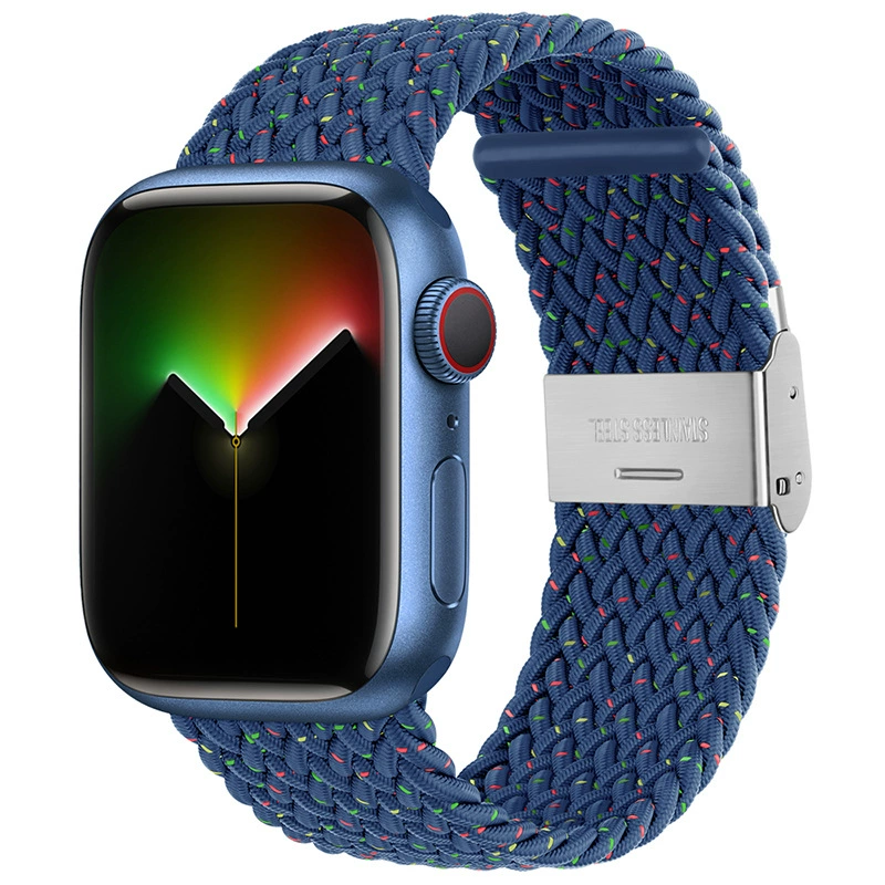 Совместимо с Apple Watch 5-6-7-8-9-10 поколения Snap-on нейлоновый плетёный ремешок iWatch S10 регулируемый браслет