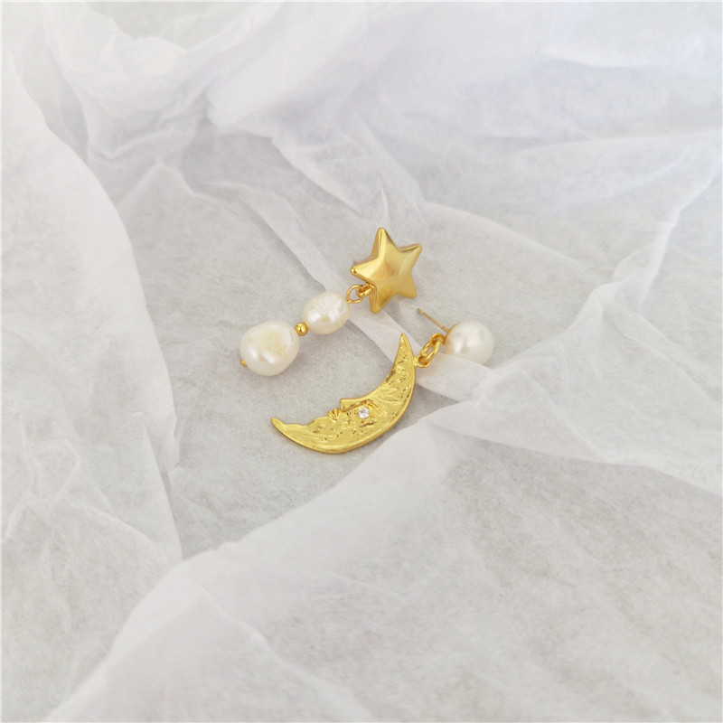 Copper Material 1 Pair Simple Style Star Patchwork Copper Drop Earrings