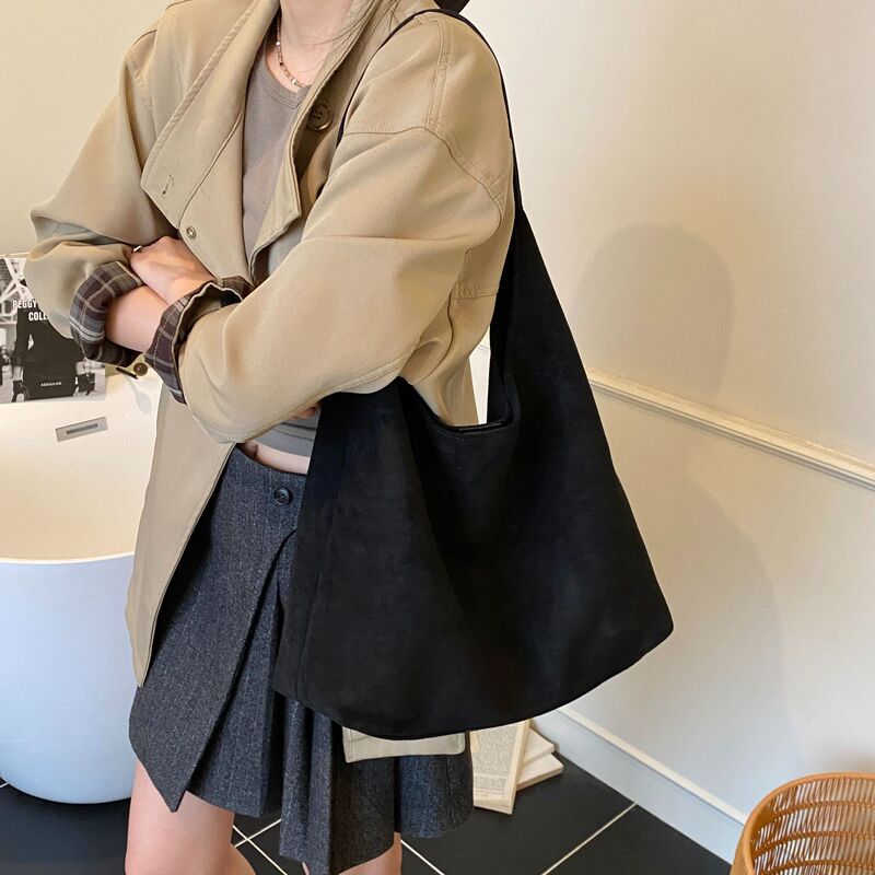 复古麂皮绒腋下包包女2025新款潮时尚小众托特包韩版大容量斜挎包|undefined